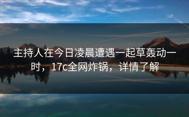 主持人在今日凌晨遭遇一起草轰动一时，17c全网炸锅，详情了解