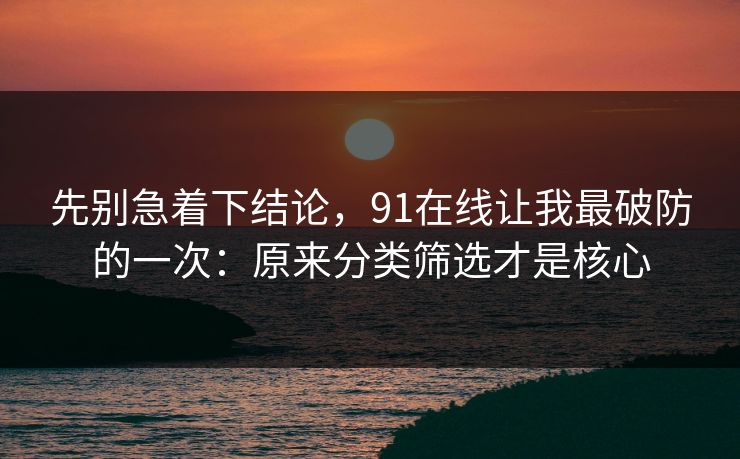 先别急着下结论，91在线让我最破防的一次：原来分类筛选才是核心