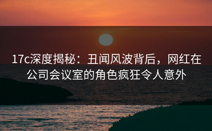 17c深度揭秘：丑闻风波背后，网红在公司会议室的角色疯狂令人意外